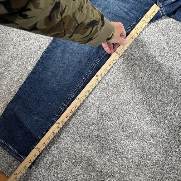 TK Axel Jeans Mens 35x30 Blue Slim Boot Stretch Embroidered Pockets AXMB005-6 - Picture 3 of 15